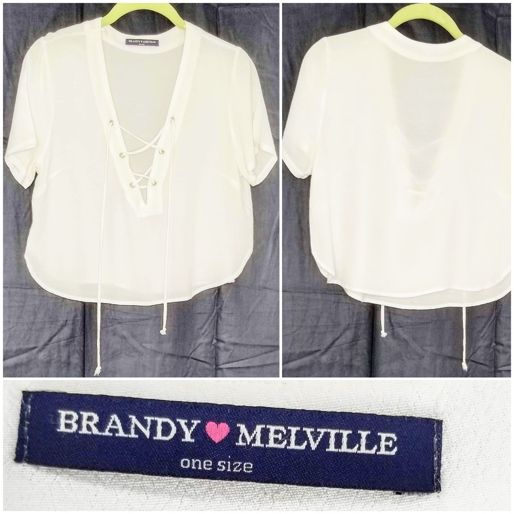 Brandy Melville White SS Rayon Crop